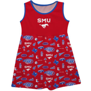 Girls Youth Vive La Fete  Red SMU Mustangs Impressions Artwork Tank Top Dress