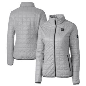 Women's Cutter & Buck Gray New York Giants Rainier PrimaLoft Eco Insulated Full-Zip Puffer Jacket