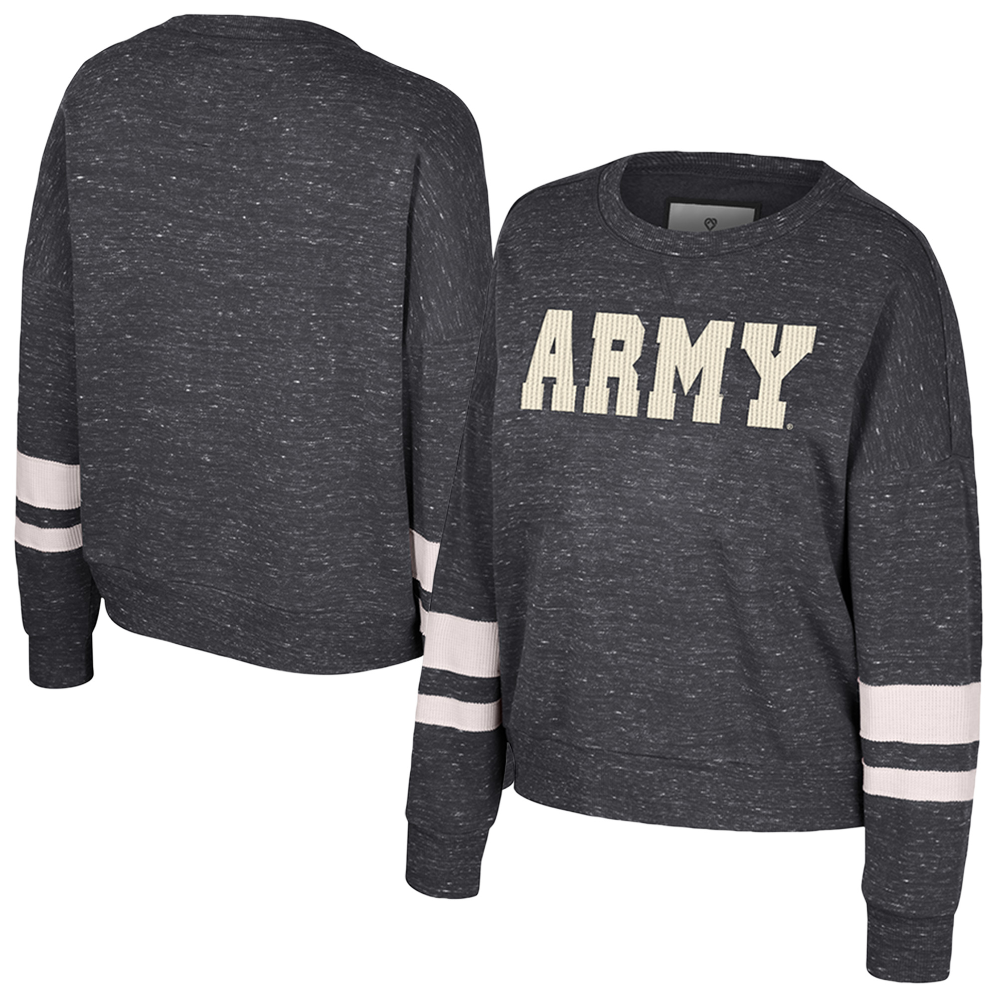 Women's Colosseum Black Army Black Knights Lost City Speckle Pullover Sweatshirt