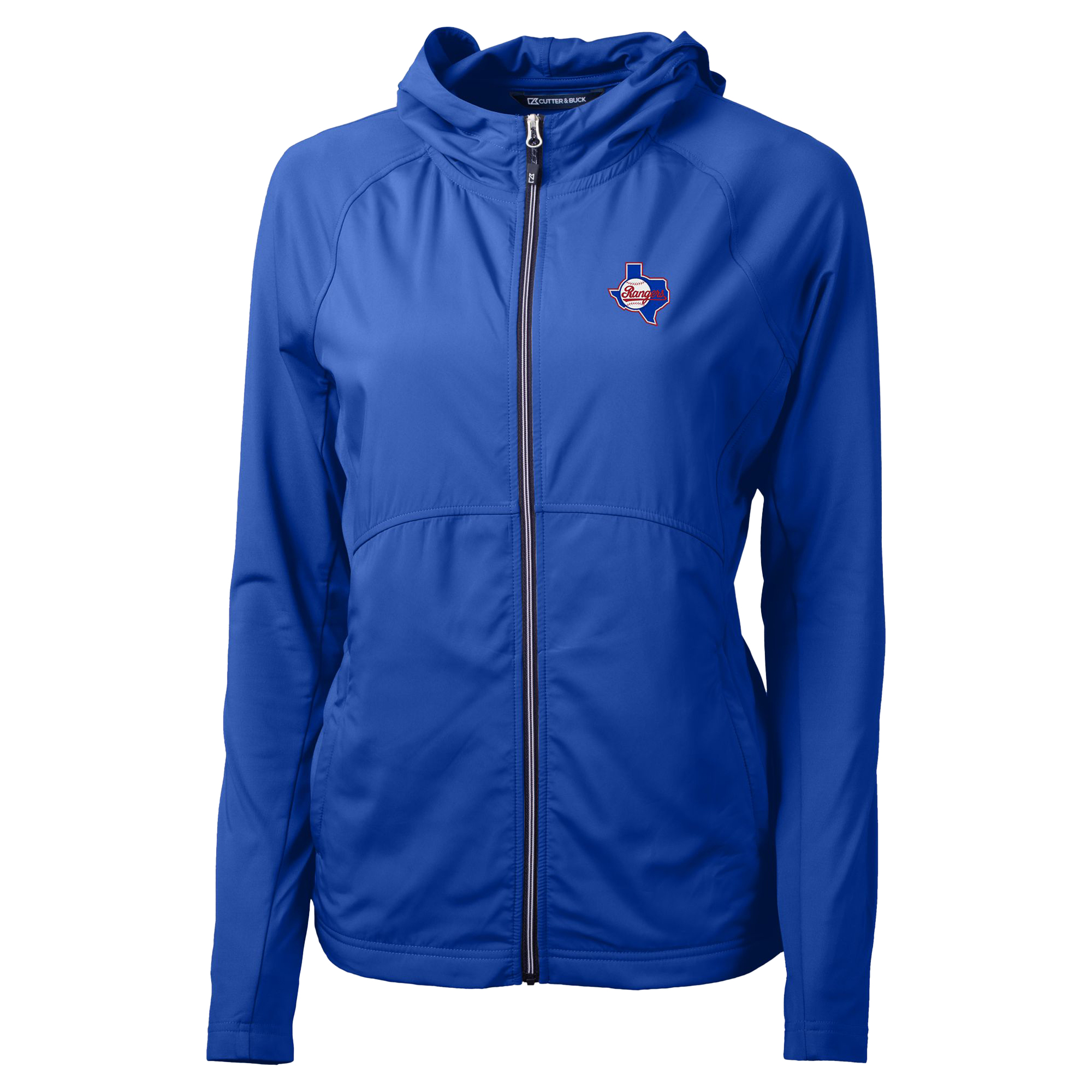 Women's Cutter & Buck Royal Texas Rangers Cooperstown Collection Adapt Eco Knit Hybrid Recycled Full-Zip Hoodie - Image 3