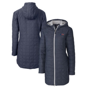 Women's Cutter & Buck Anthracite New York Jets Americana Rainier PrimaLoft® Eco Insulated Full-Zip Hoodie Long Coat