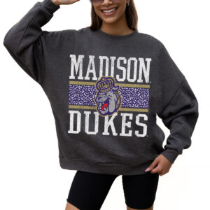 Women's Gameday Couture Charcoal James Madison Dukes Premium Fleece Pullover Sweatshirt