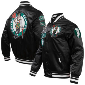 Men's Pro Standard Black Boston Celtics  Retro Classic Satin Full-Snap Jacket