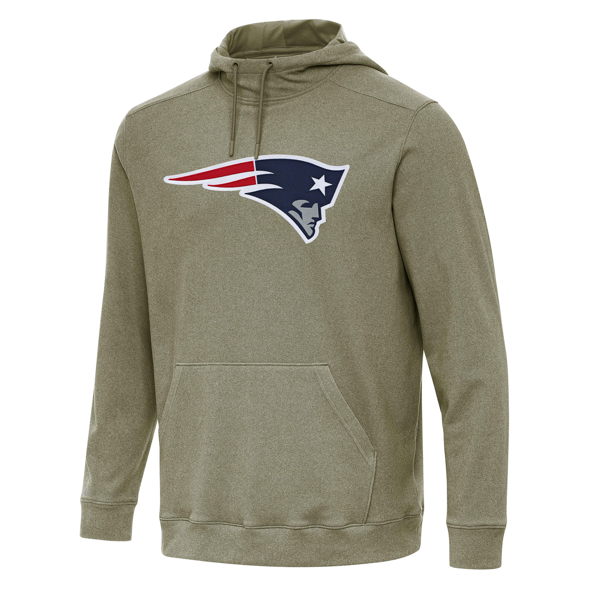 Men's Antigua Olive New England Patriots Cloud Pullover Hoodie