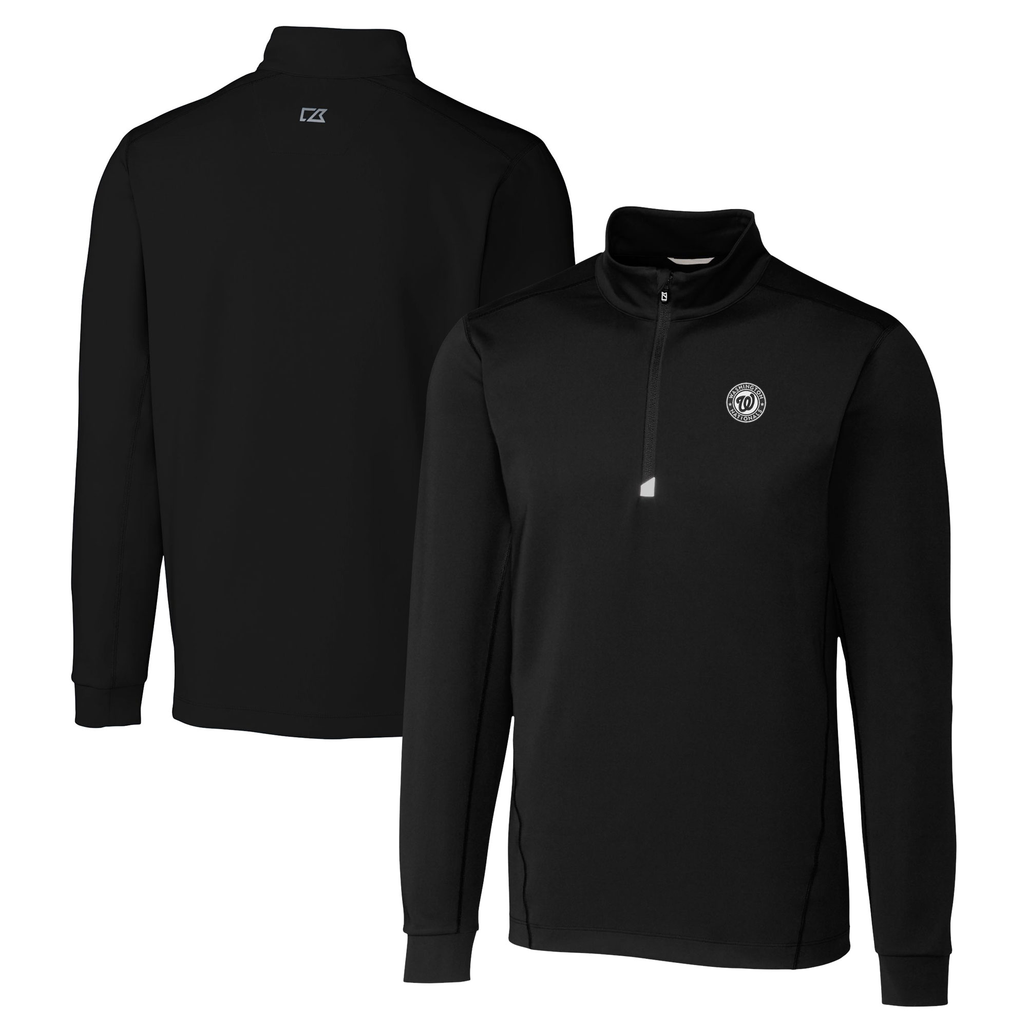 Men's Cutter & Buck Black Washington Nationals Big & Tall Traverse Eco Tri-Blend DryTec Quarter-Zip Jacket