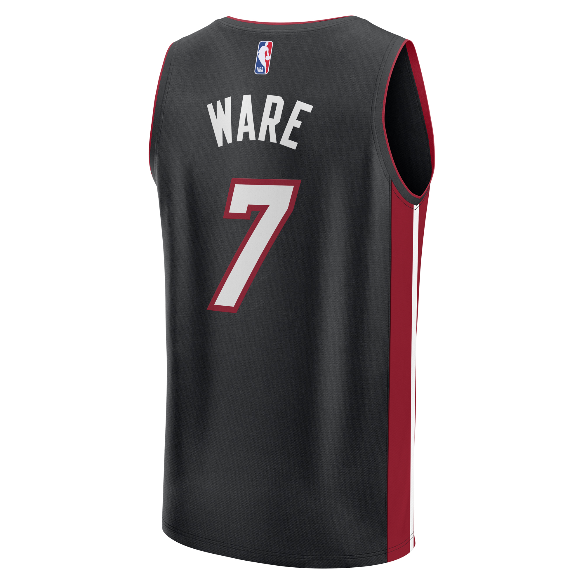 Men's Fanatics Kel'el Ware Black Miami Heat Fast Break Replica Player Jersey - Icon Edition - Image 7
