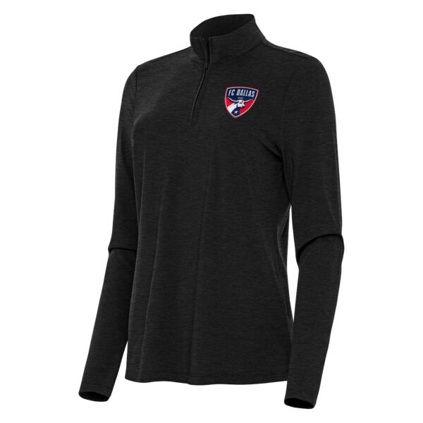 Women's Antigua Heather Black FC Dallas Bright Quarter-Zip Top