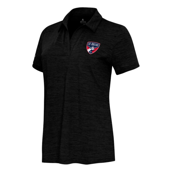 Women's Antigua Heather Black FC Dallas Layout V-Neck Polo