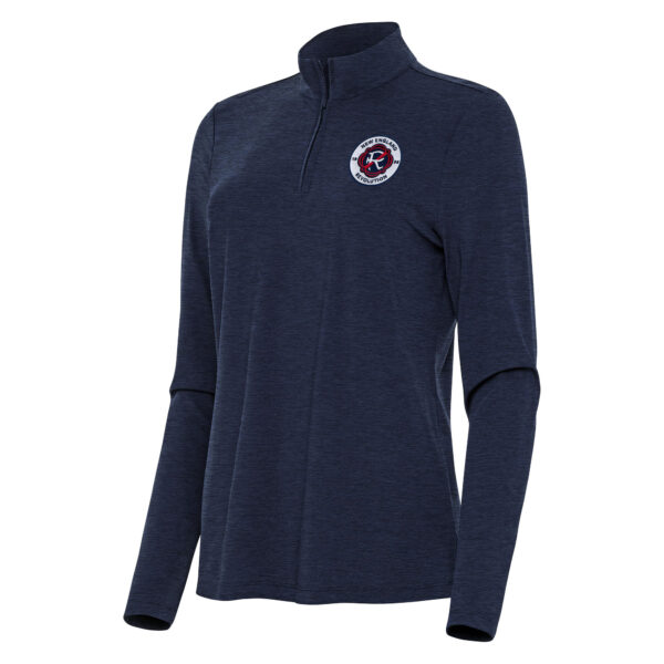Women's Antigua Heather Navy New England Revolution Bright Quarter-Zip Top