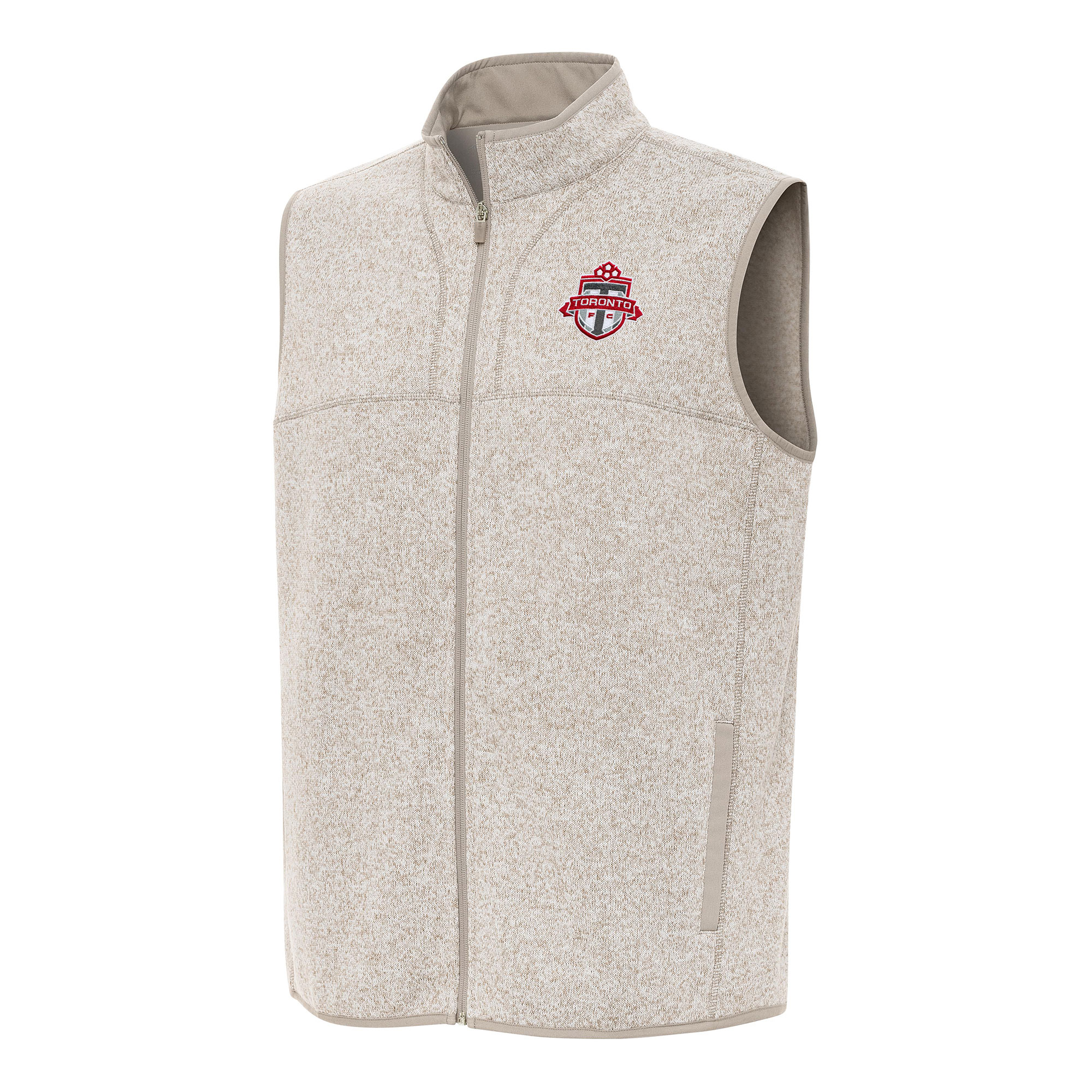 Men's Antigua Oatmeal Toronto FC Fortune Full-Zip Vest