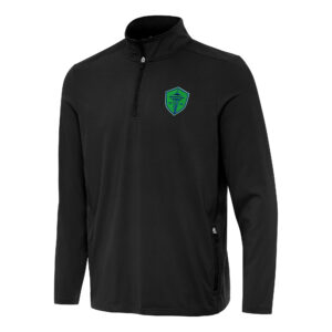 Men's Antigua Black Seattle Sounders FC Perilous Quarter-Zip Pullover Top