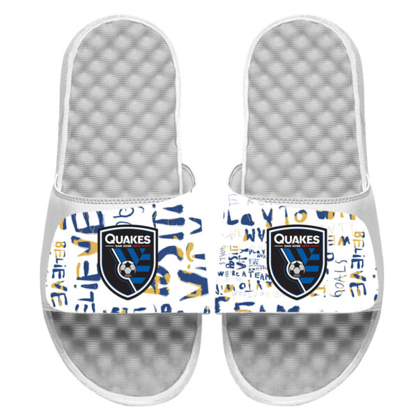 Youth ISlide White San Jose Earthquakes Kick Cancer Slide Sandals