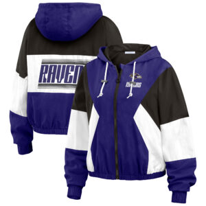 Women's WEAR by Erin Andrews Purple/Black Baltimore Ravens Plus Size Color Block Full-Zip Windbreaker Jacket