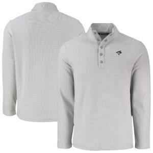 Men's Cutter & Buck Gray Toronto Blue Jays Hunts Point Eco Textured Fleece Recycled Half-Snap Sweatshirt