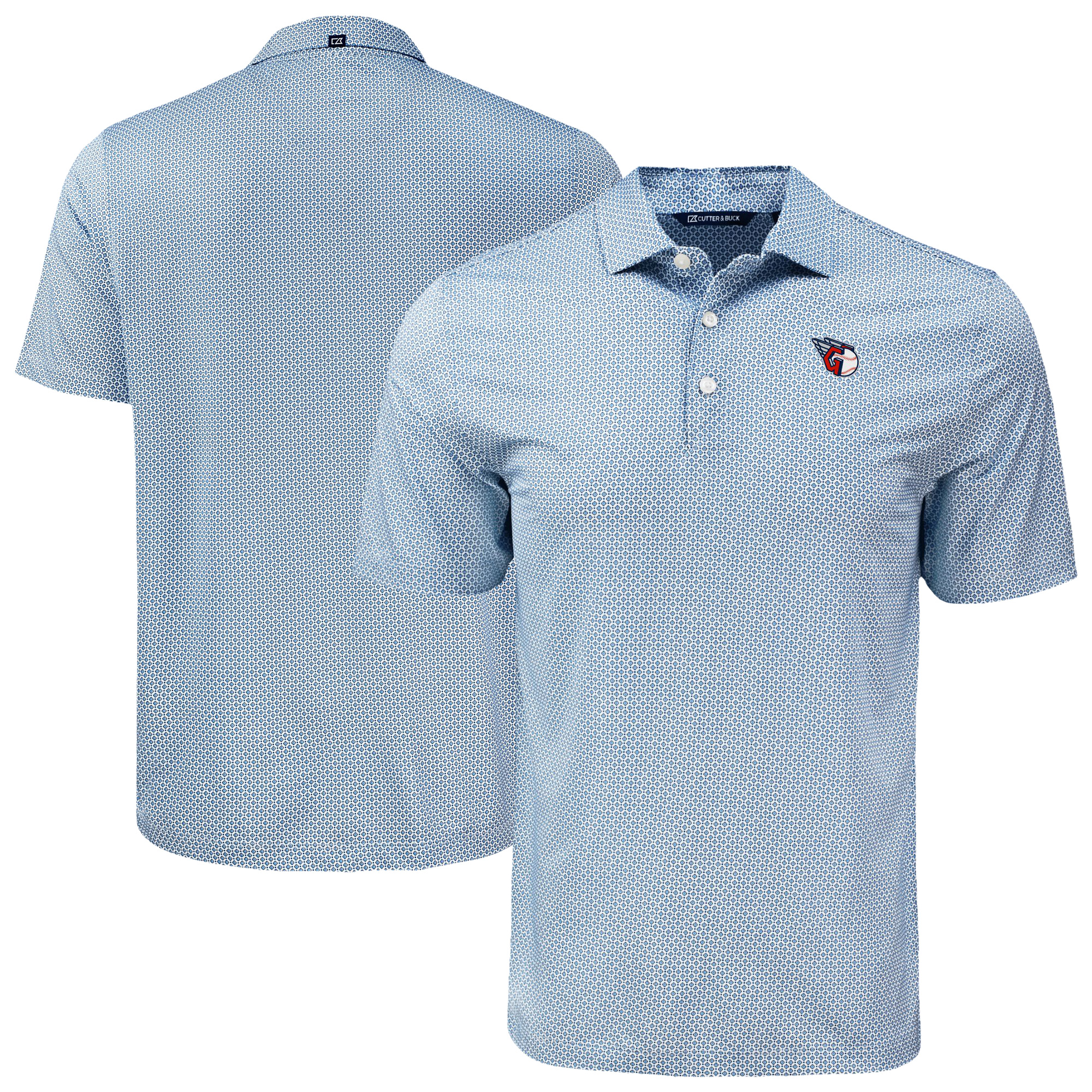 Men's Cutter & Buck Navy Cleveland Guardians Big & Tall Pike Eco Diamond Dot Print Polo
