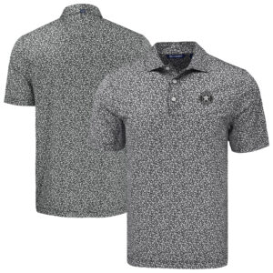 Men's Cutter & Buck Black Houston Astros Big & Tall Pike Eco Flora Print Recycled Polo