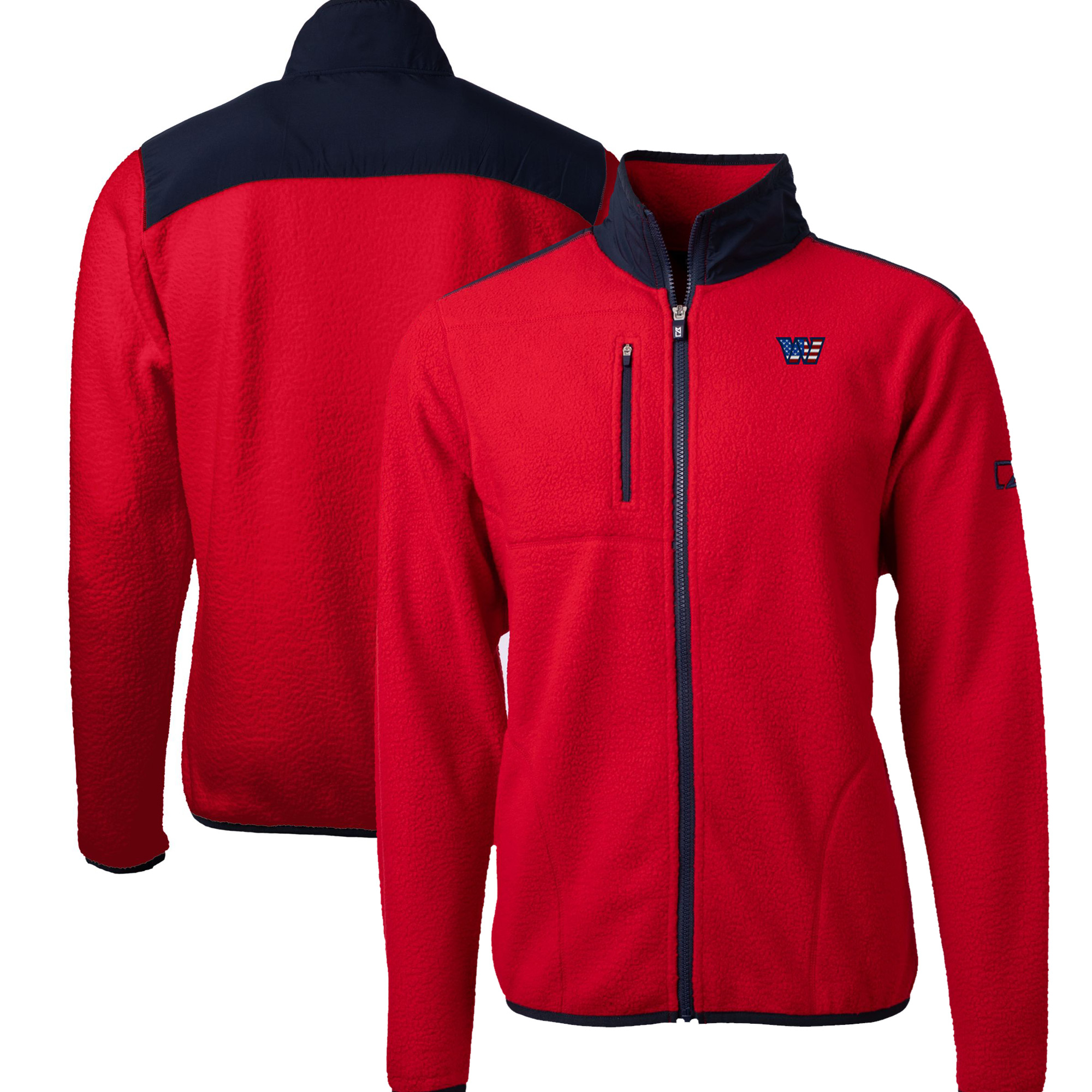 Men's Cutter & Buck Red Washington Commanders Big & Tall Cascade Eco Sherpa Fleece Full-Zip Jacket