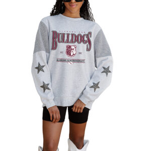 Women's Gameday Couture Ash Alabama A&M Bulldogs Shining Spirit Fleece Pullover Sweatshirt