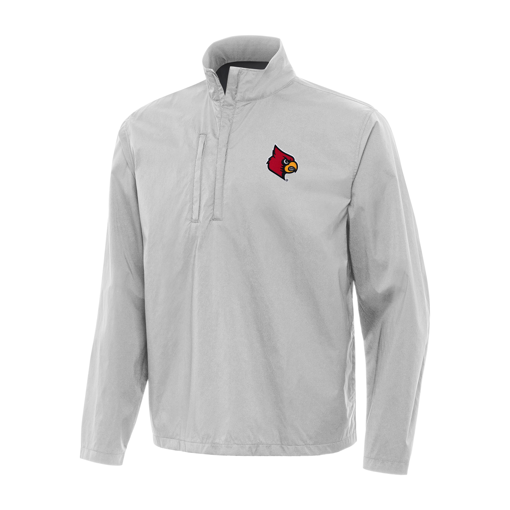 Men's Antigua Gray Louisville Cardinals Brisk Quarter-Zip Windbreaker