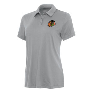 Women's Antigua Gray Chicago Blackhawks Reprocess Polo