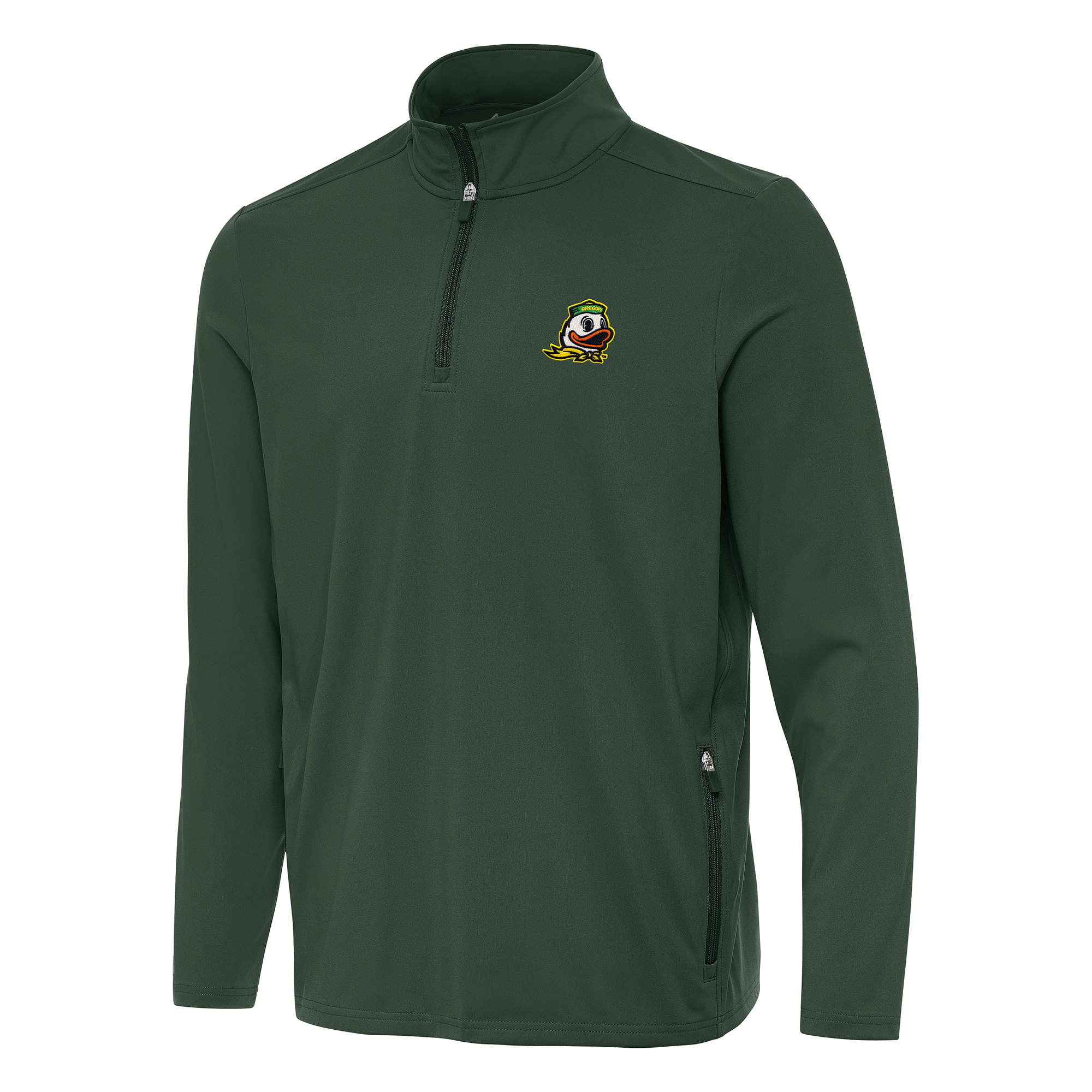 Men's Antigua Hunter Green Oregon Ducks Perilous Quarter-Zip Sweatshirt