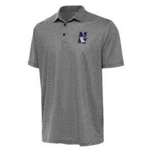Men's Antigua Black/White Northwestern Wildcats Rings Polo