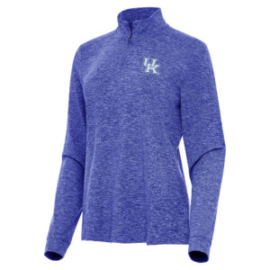Women's Antigua  Heather Royal Kentucky Wildcats Mentor Long Sleeve Quarter-Zip Mock Polo