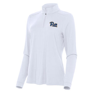 Women's Antigua White Pitt Panthers Intent Quarter-Zip Top