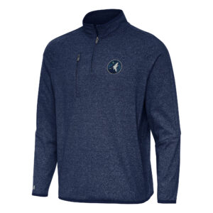 Men's Antigua Heather Navy Minnesota Timberwolves Certain Quarter-Zip Tri-Blend Sweatshirt