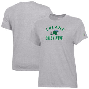 Women's Champion  Gray Tulane Green Wave Core T-Shirt
