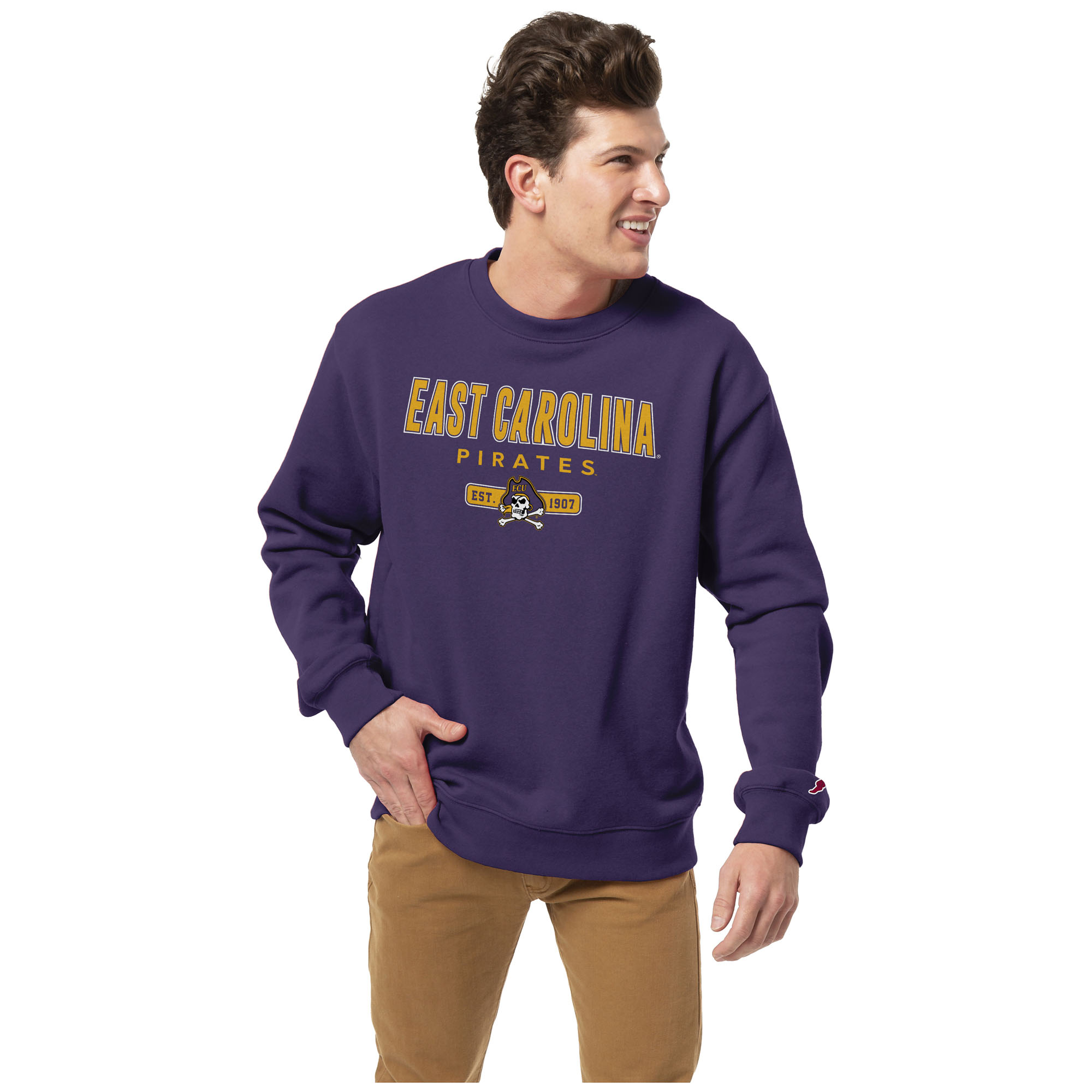 Men's League Collegiate Wear Purple ECU Pirates Essentials 2.0 Pullover Crewneck