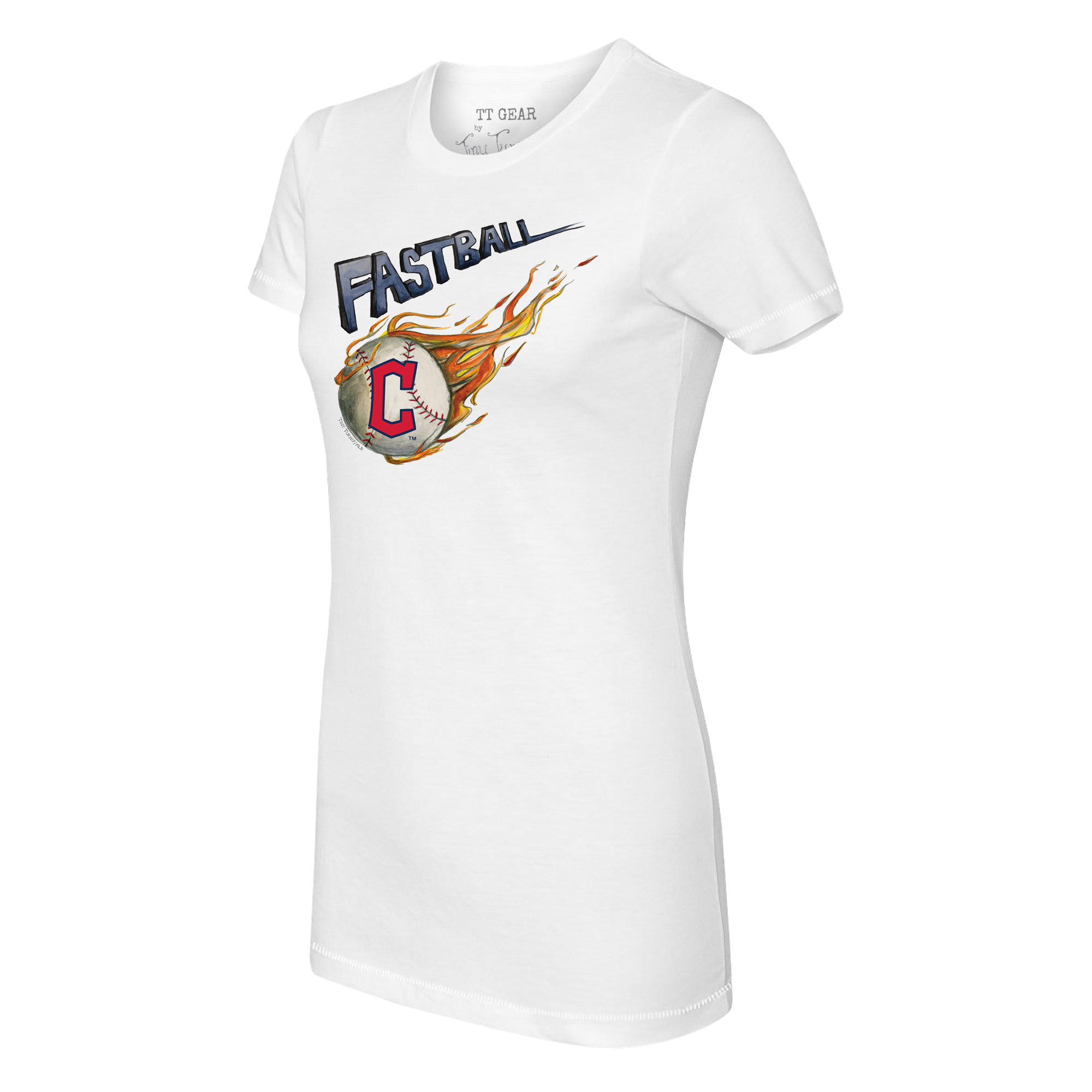 Women's Tiny Turnip White Cleveland Guardians Fastball T-Shirt - Image 6