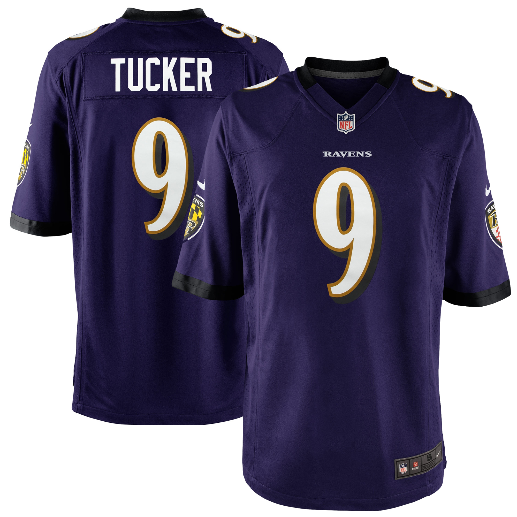 Youth Nike Justin Tucker Purple Baltimore Ravens Game Jersey - Image 5