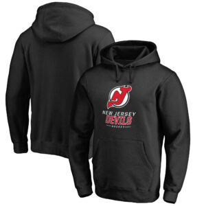Men's Black New Jersey Devils Team Lockup Fitted Pullover Hoodie