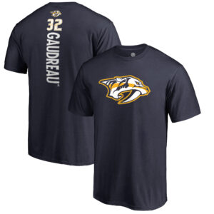 Men's Frederick Gaudreau Navy Nashville Predators Backer Name & Number T-Shirt