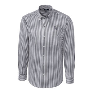 Men's Cutter & Buck Charcoal Colorado Rockies Big & Tall Stretch Gingham Long Sleeve Button-Down Shirt