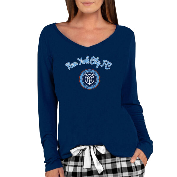 Women's Concepts Sport Navy New York City FC Marathon Long Sleeve V-Neck Top