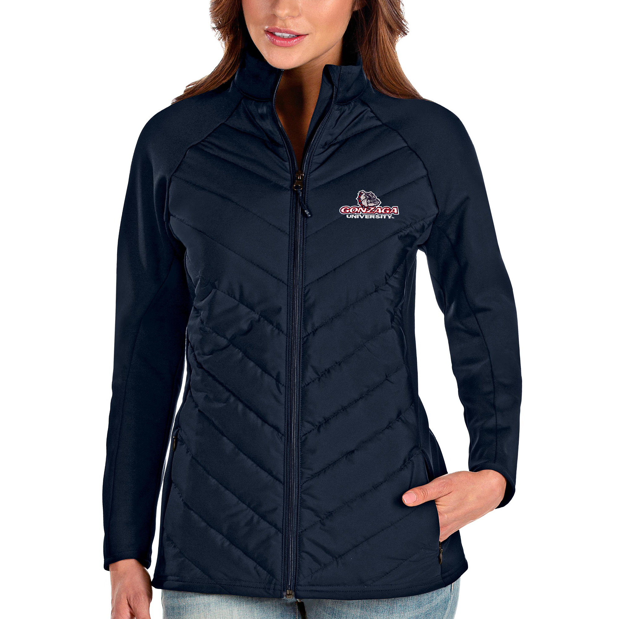 Women's Antigua Navy Gonzaga Bulldogs Altitude Full-Zip Puffer Jacket
