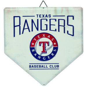 Texas Rangers 12" x 12" World Series Home Plate Metal Sign
