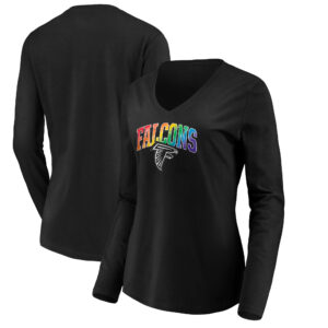 Women's Black Atlanta Falcons Pride Logo Long Sleeve V-Neck T-Shirt