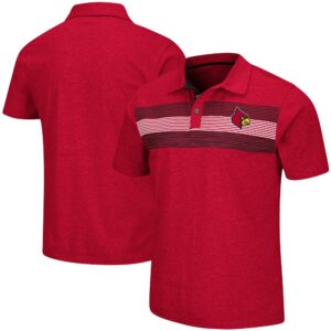 Men's Colosseum Heathered Red Louisville Cardinals Logan Polo