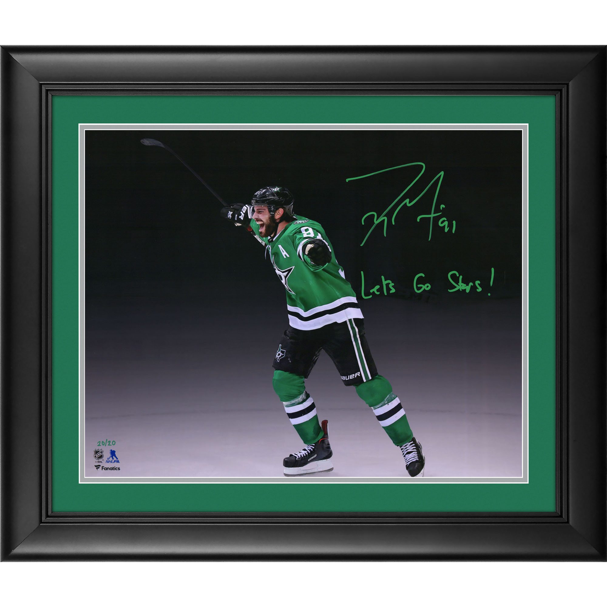Tyler Seguin Dallas Stars Framed Autographed 16" x 20" Goal Celebration Spotlight Photograph with "Let's Go Stars" Inscription - Limited Edition of 20