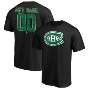 Men's Black Montreal Canadiens Emerald Plaid Personalized Name & Number T-Shirt