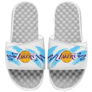 Youth ISlide White Los Angeles Lakers 90s Paper Cup Slide Sandals