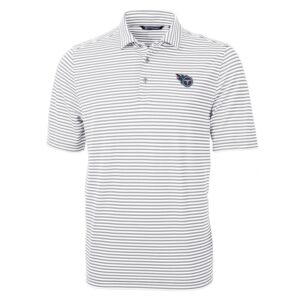 Men's Cutter & Buck Gray Tennessee Titans Virtue Eco Pique Stripe Recycled Polo
