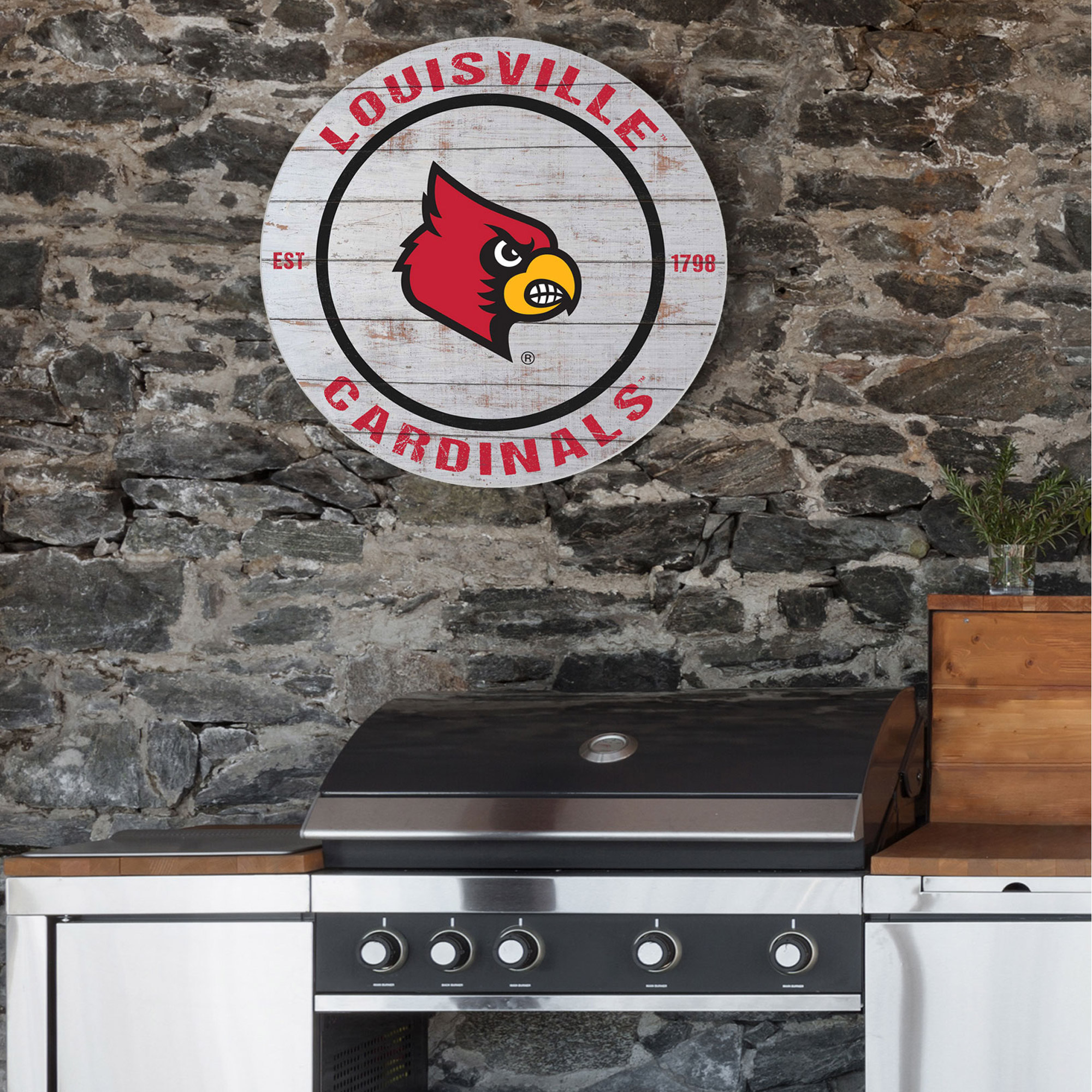Louisville Cardinals 20'' x 20'' Indoor/Outdoor Weathered Circle Sign - Image 5