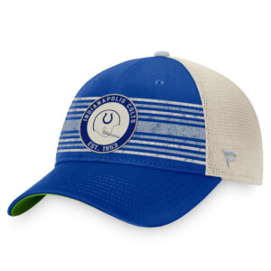 Men's Fanatics Royal/Natural Indianapolis Colts True Classic Circle Striped Trucker Snapback Hat