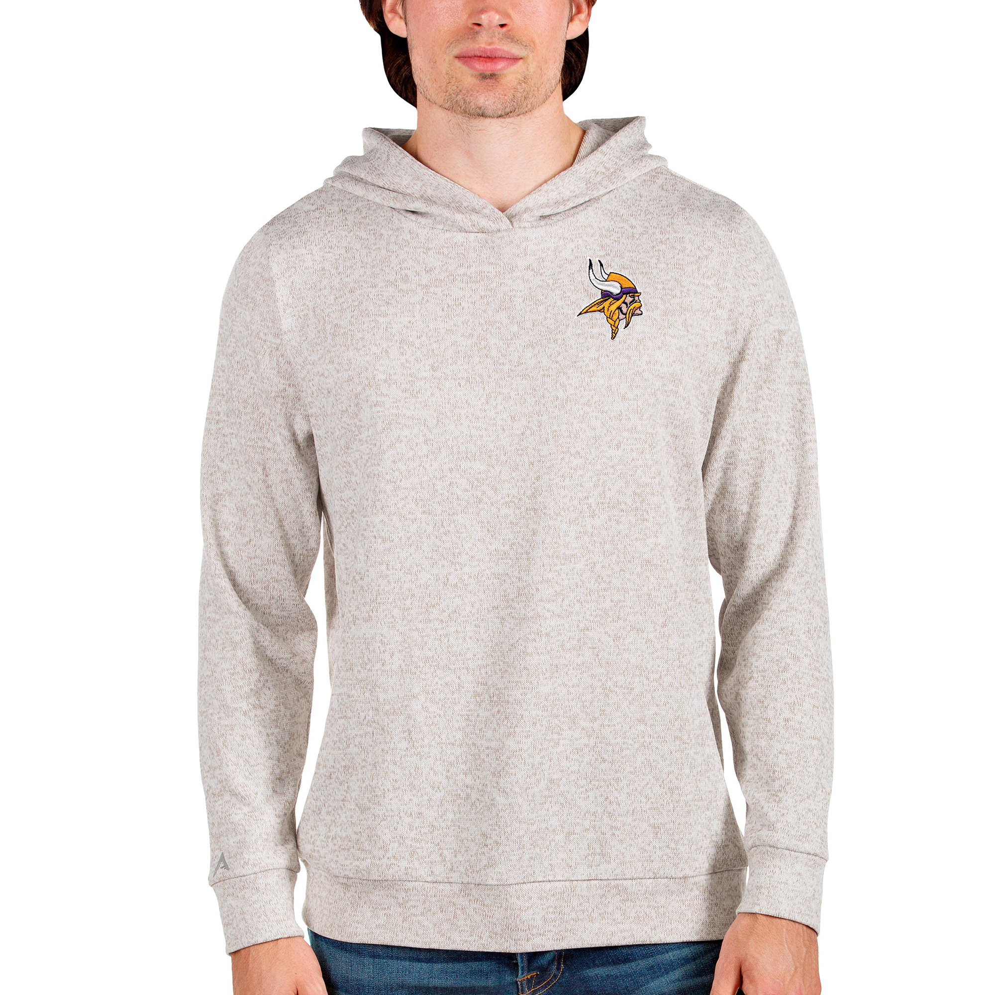 Men's Antigua Oatmeal Minnesota Vikings Absolute Pullover Hoodie