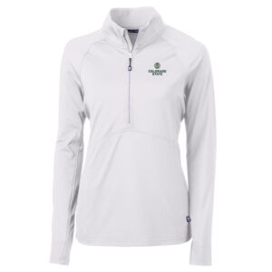 Women's Cutter & Buck White Colorado State Rams Adapt Eco Knit Half-Zip Pullover Jacket