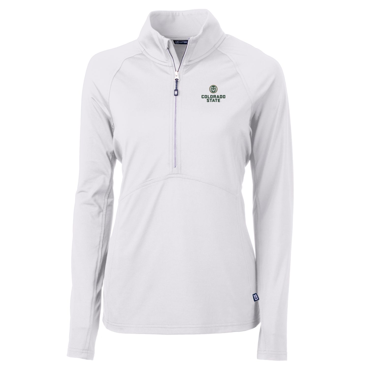 Women's Cutter & Buck White Colorado State Rams Adapt Eco Knit Half-Zip Pullover Jacket